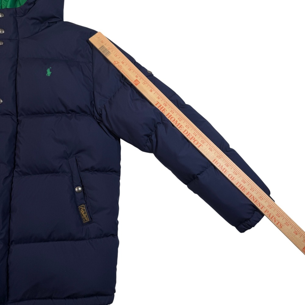 Polo Ralph Lauren Down Puffer Hooded Jacket Youth XL 18-20 Navy Blue Quilted - Picture 12 of 13
